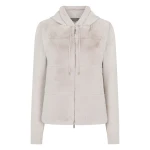 N.Peal Honeycomb Fur Trim Cashmere Hoodie in Pebble Grey | Hoodies | Coveti