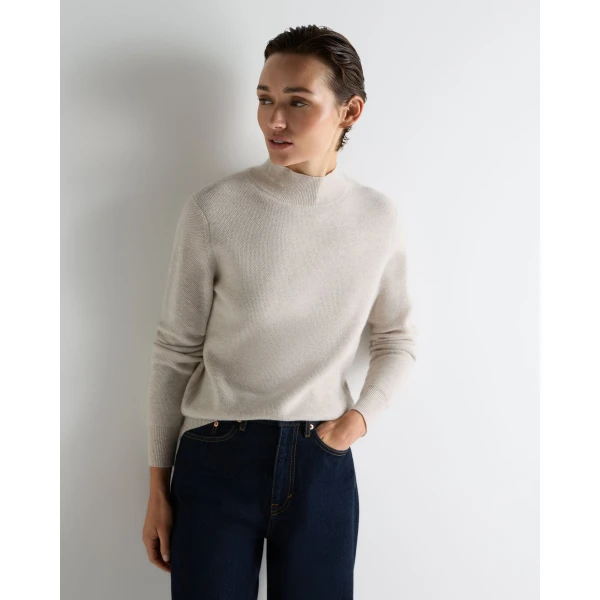 N.Peal Honeycomb Knit Cashmere Jumper in Pebble Grey