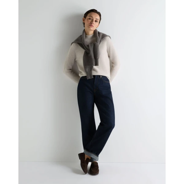 N.Peal Honeycomb Knit Cashmere Jumper in Pebble Grey