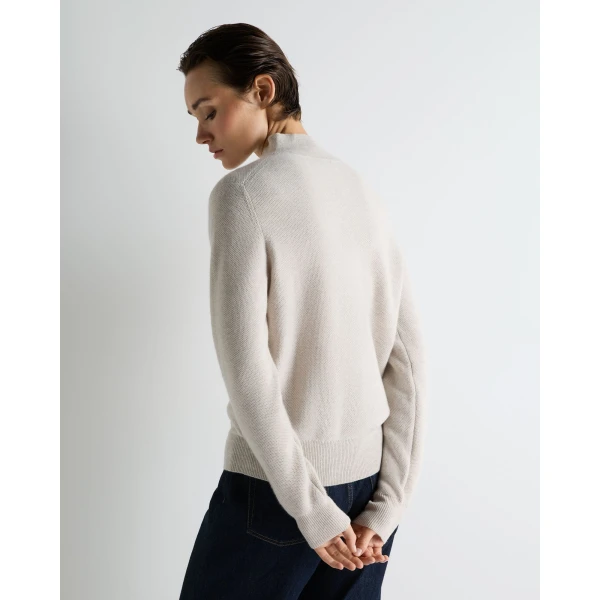 N.Peal Honeycomb Knit Cashmere Jumper in Pebble Grey