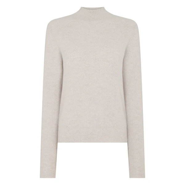 N.Peal Honeycomb Knit Cashmere Jumper in Pebble Grey | Turtlenecks | Coveti