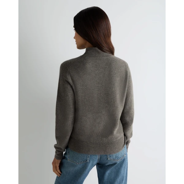N.Peal Honeycomb Knit Cashmere Jumper in Wood Smoke Brown