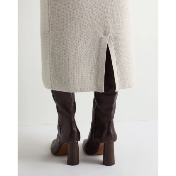 N.Peal Honeycomb Knit Cashmere Skirt in Pebble Grey