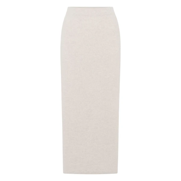 Honeycomb Knit Cashmere Skirt in Pebble Grey