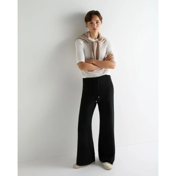N.Peal Honeycomb Knit Cashmere Trouser in Black