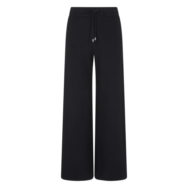 Honeycomb Knit Cashmere Trouser in Black