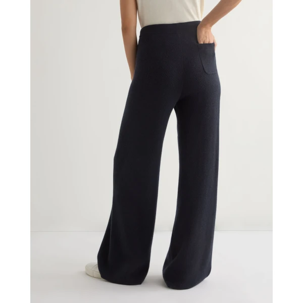 N.Peal Honeycomb Knit Cashmere Trouser in Navy Blue