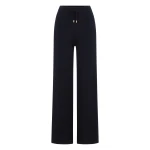 N.Peal Honeycomb Knit Cashmere Trouser in Navy Blue | Wide leg pants | Coveti
