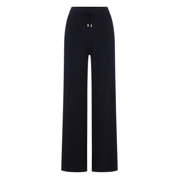 Honeycomb Knit Cashmere Trouser in Navy Blue