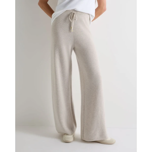 N.Peal Honeycomb Knit Cashmere Trouser in Pebble Grey