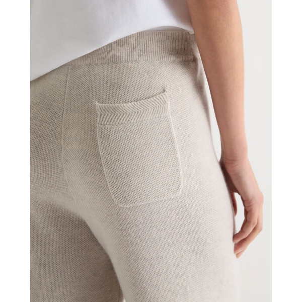 N.Peal Honeycomb Knit Cashmere Trouser in Pebble Grey