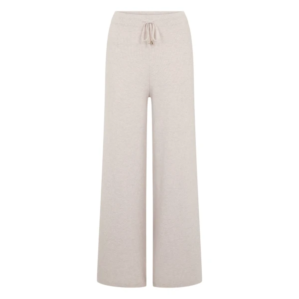 Honeycomb Knit Cashmere Trouser in Pebble Grey