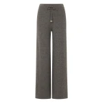 N.Peal Honeycomb Knit Cashmere Trouser in Wood Smoke Brown | Wide leg pants | Coveti