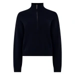 N.Peal Honeycomb Quarter-Zip Cashmere Jumper in Navy Blue | Sweaters | Coveti