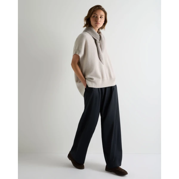 N.Peal Honeycomb Sleeveless Cashmere Jumper in Pebble Grey