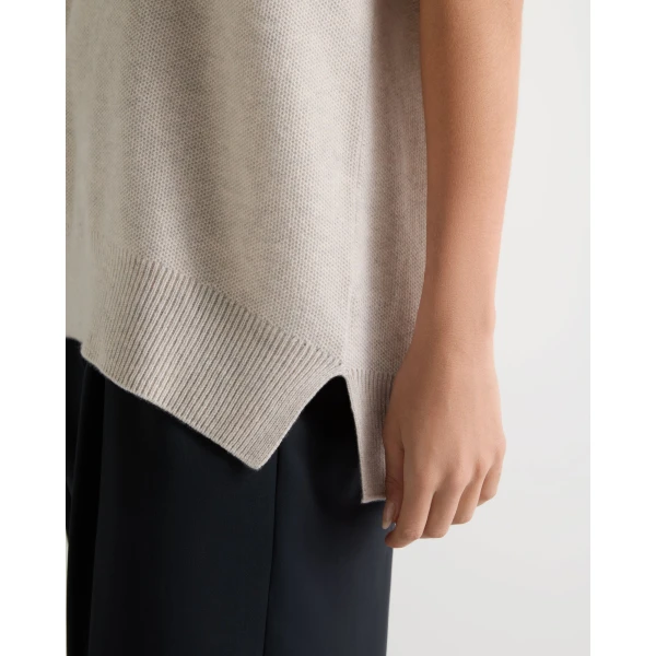 N.Peal Honeycomb Sleeveless Cashmere Jumper in Pebble Grey