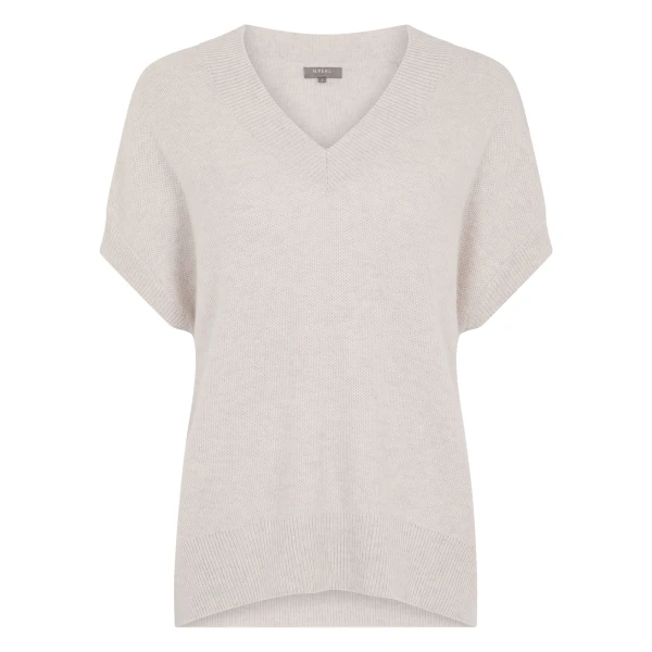 N.Peal Honeycomb Sleeveless Cashmere Jumper in Pebble Grey | Sweaters | Coveti