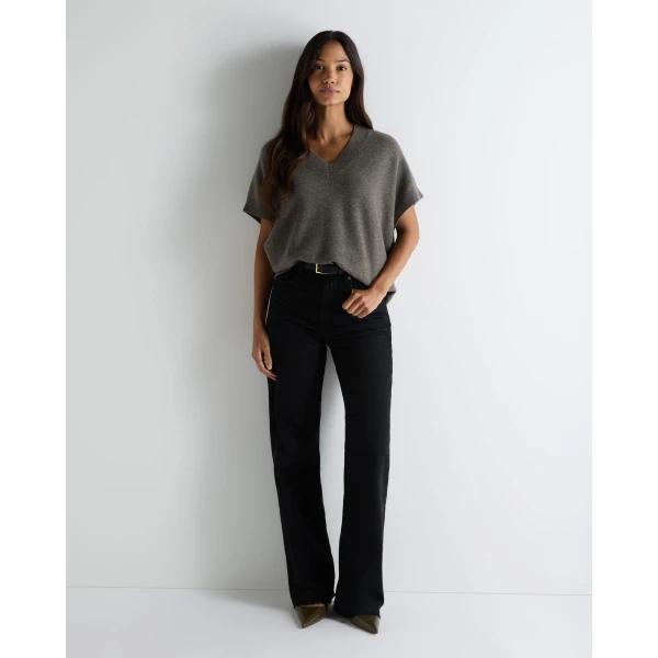 N.Peal Honeycomb Sleeveless Cashmere Jumper in Wood Smoke Brown