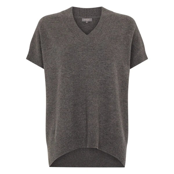 N.Peal Honeycomb Sleeveless Cashmere Jumper in Wood Smoke Brown | Sweaters | Coveti