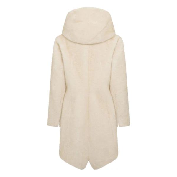 N.Peal Hooded Faux Mink Coat in Off White