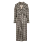 N.Peal Icon Dogtooth City Coat With Fur Collar in Beige Brown Dogtooth | Wool Coat | Coveti