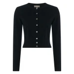 N.Peal Ivy Cropped Cashmere Cardigan in Black | Cardigan | Coveti