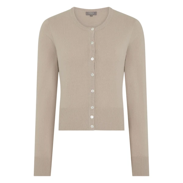 N.Peal Ivy Cropped Cashmere Cardigan in Cashew Brown | Cardigan | Coveti