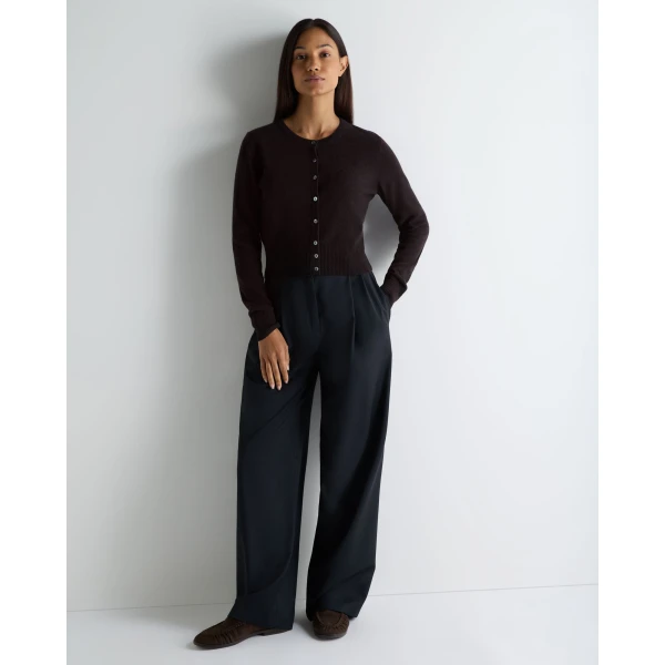 N.Peal Ivy Cropped Cashmere Cardigan in Cocoa Brown