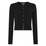 N.Peal Ivy Cropped Cashmere Cardigan in Deep Charcoal Grey | Cardigan | Coveti