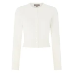 N.Peal Ivy Cropped Cashmere Cardigan in New Ivory White | Cardigan | Coveti