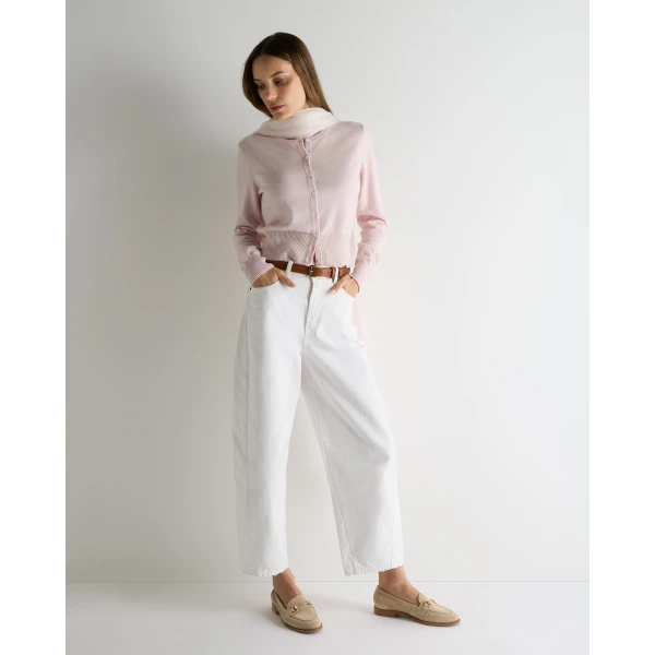 N.Peal Ivy Cropped Cashmere Cardigan in Powder Pink