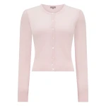 N.Peal Ivy Cropped Cashmere Cardigan in Powder Pink | Cardigan | Coveti