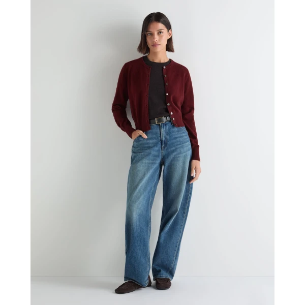 N.Peal Ivy Cropped Cashmere Cardigan in Rustic Red