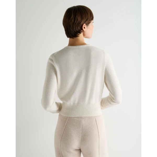 N.Peal Ivy Zipped Cashmere Cardigan in New Ivory White