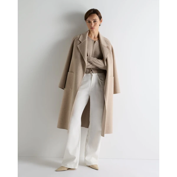 N.Peal Ivy Zipped Cashmere Cardigan in Oatmeal Brown