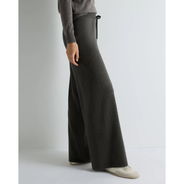 N.Peal Jersey Cashmere Trousers in Grey Moss