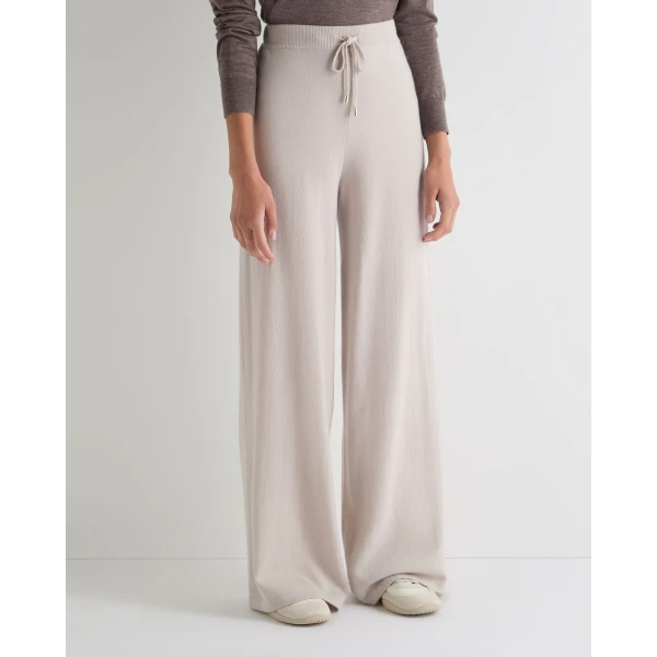 N.Peal Jersey Cashmere Trousers in Snow Grey