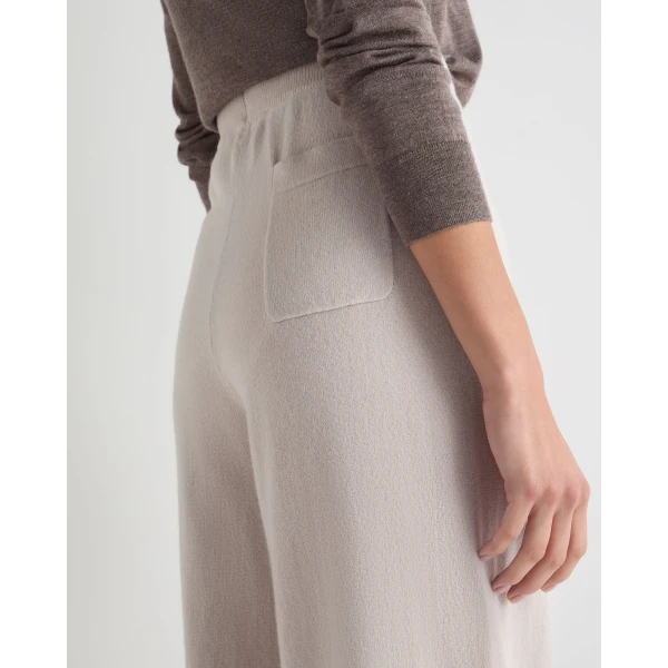 N.Peal Jersey Cashmere Trousers in Snow Grey