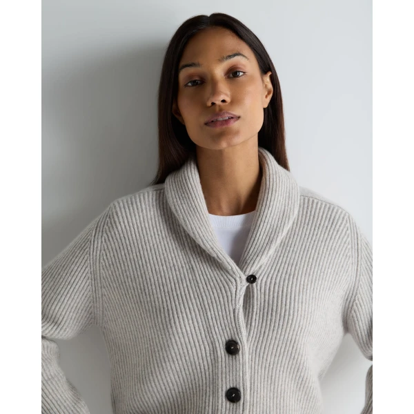 N.Peal Kensington Cashmere Cardigan in Cashmere Grey Melange