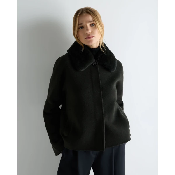 N.Peal Laurel Fur Collared Jacket in Green