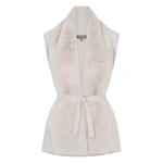 N.Peal Lola Fur Placket Cashmere Gilet in Pebble Grey | Vests | Coveti