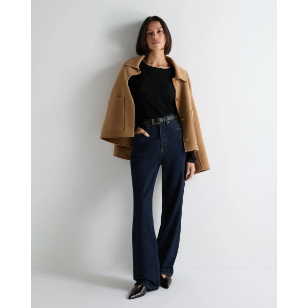 N.Peal Long Sleeve Ribbed Top in Black