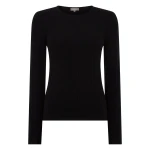 N.Peal Long Sleeve Ribbed Top in Black | Long Sleeve | Coveti