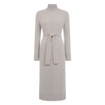 N.Peal Longline Cable Cashmere Dress in Oat Grey | Maxi Dresses | Coveti