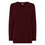 N.Peal Longline V Neck Cashmere Jumper in Rustic Red | Sweaters | Coveti