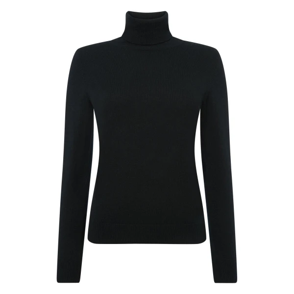 N.Peal Luna Roll Neck Cashmere Jumper in Black | Turtlenecks | Coveti