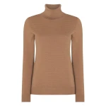 N.Peal Luna Roll Neck Cashmere Jumper in Camel Brown | Turtlenecks | Coveti