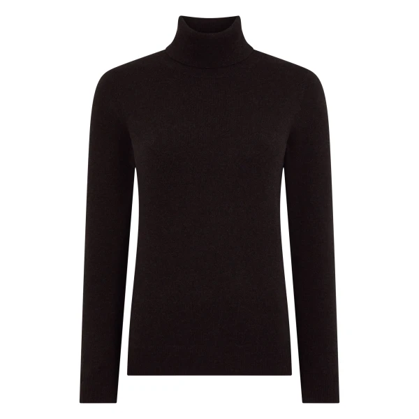 Luna Roll Neck Cashmere Jumper in Cocoa Brown