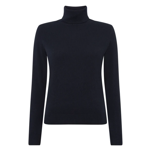 N.Peal Luna Roll Neck Cashmere Jumper in Navy Blue | Turtlenecks | Coveti