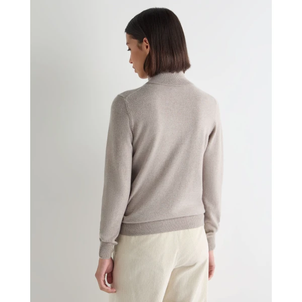 N.Peal Luna Roll Neck Cashmere Jumper in Oat Grey